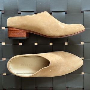 Nisolo Sofia Slip-on Leather Suede Mules - Beige, Size 8.5
